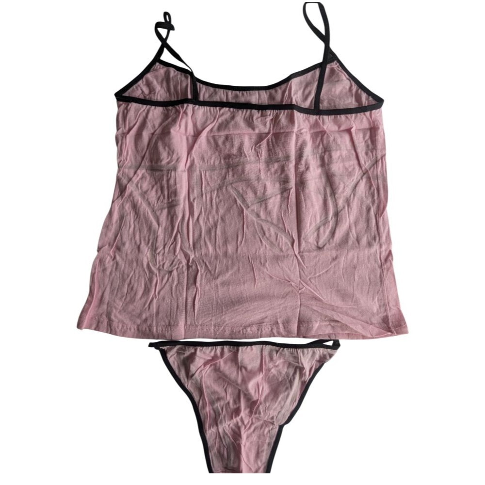Dangerous Duds Pink Cami & Thong Lingerie Set Size L